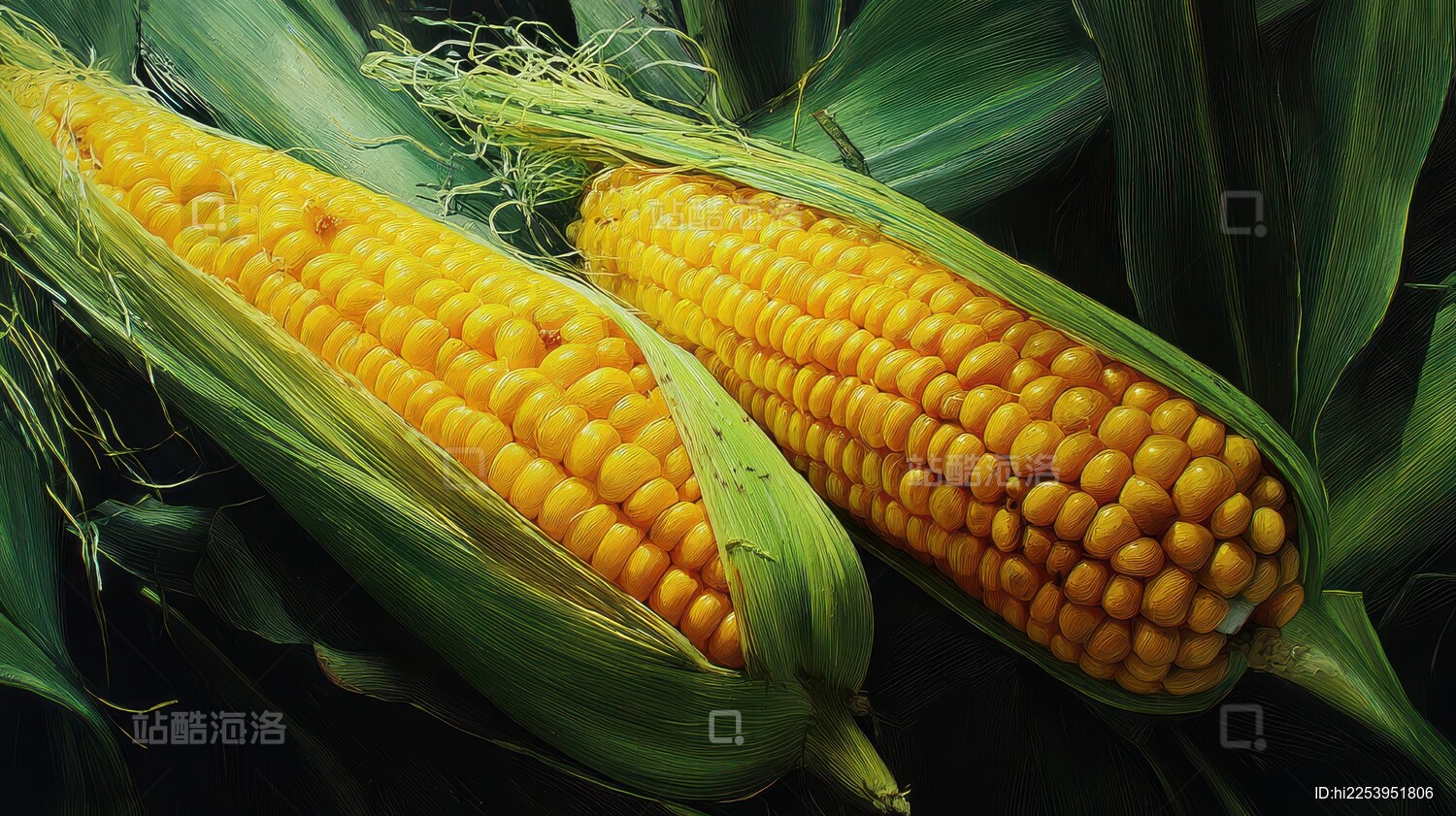 新鲜玉米的特写展示