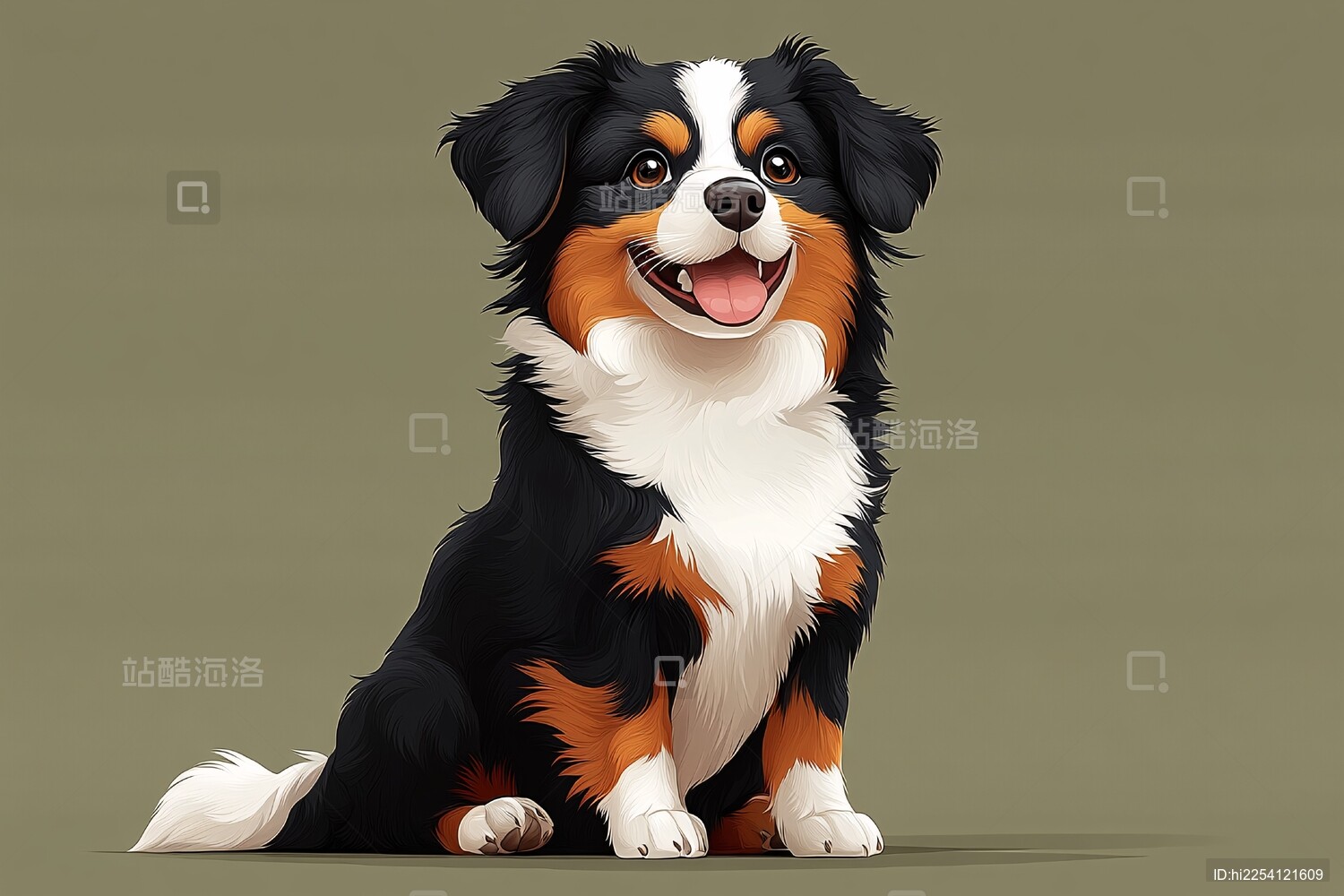 可爱三色小狗插画