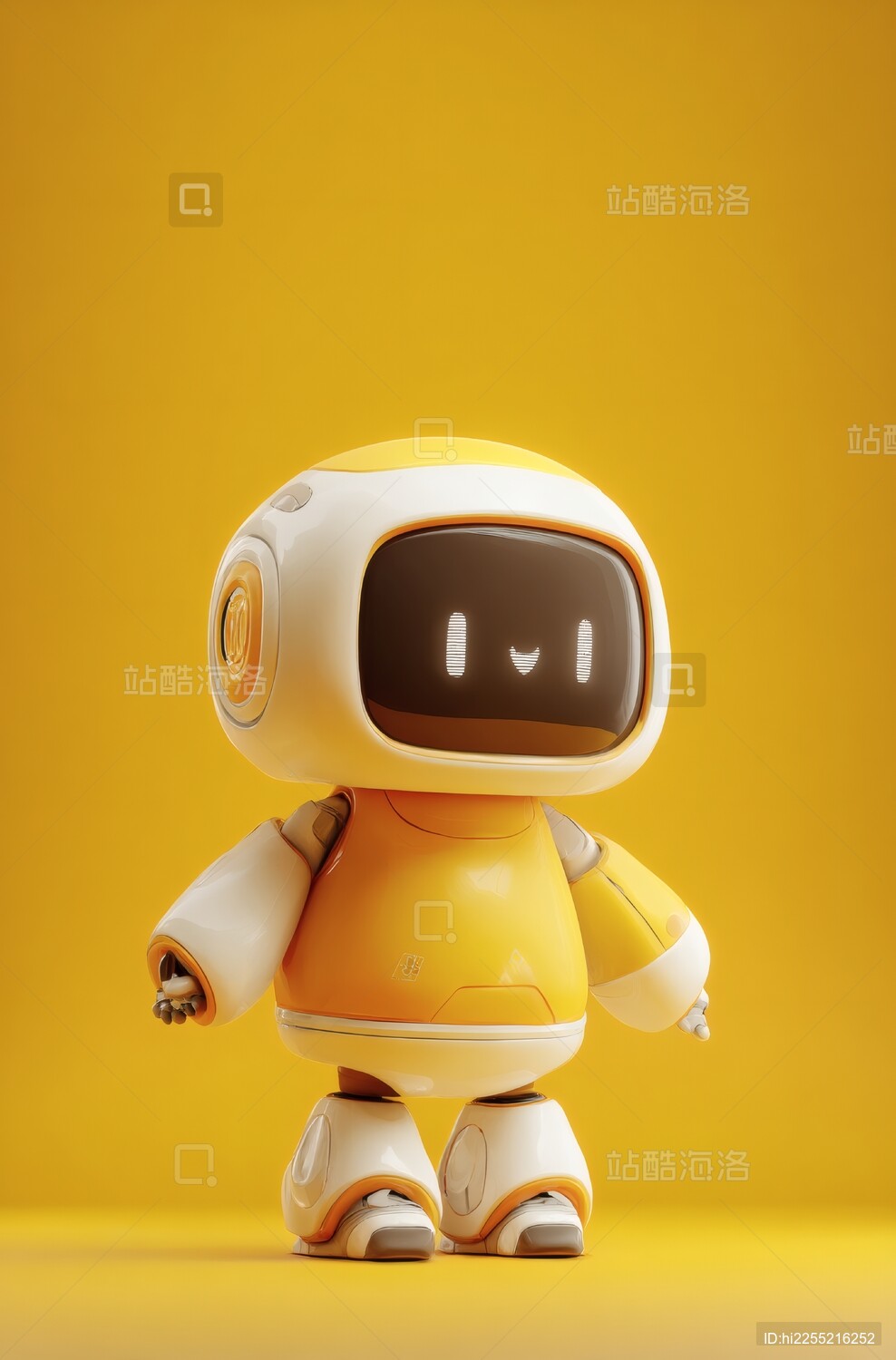 黄色小机器人快乐站立