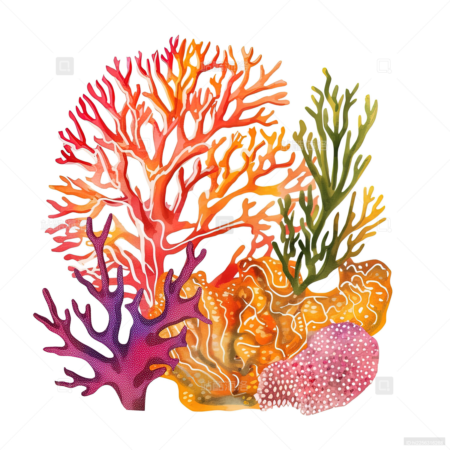 水彩珊瑚礁图