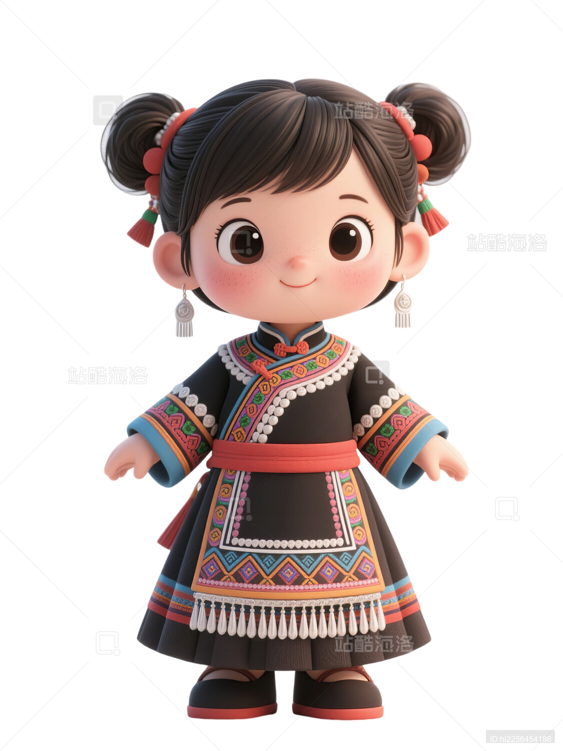 身着民族服饰的土家族卡通女子形象