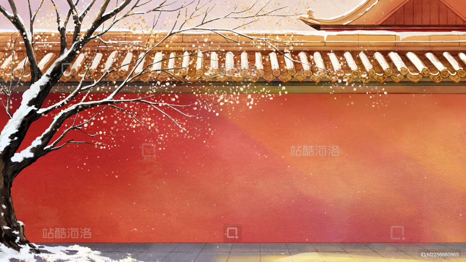 树影斑驳的红色宫墙