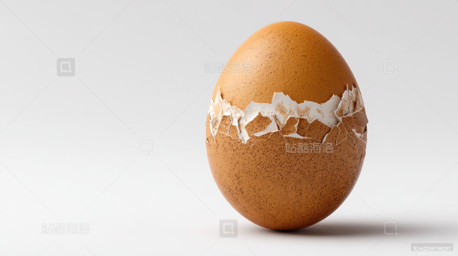 部分剥壳的棕色鸡蛋