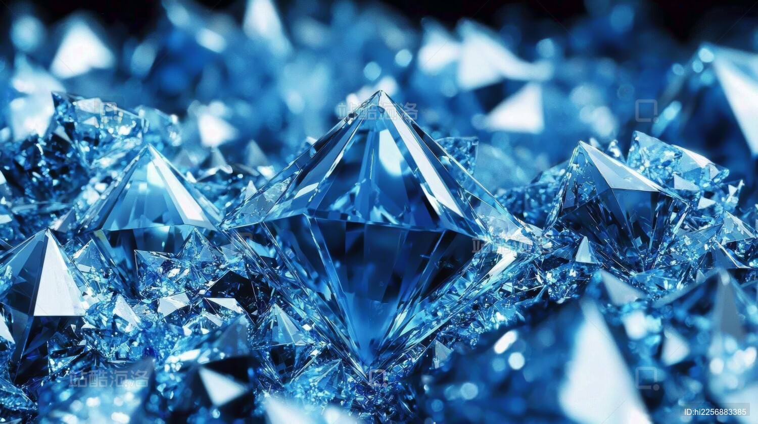 蓝色钻石闪耀珠宝背景