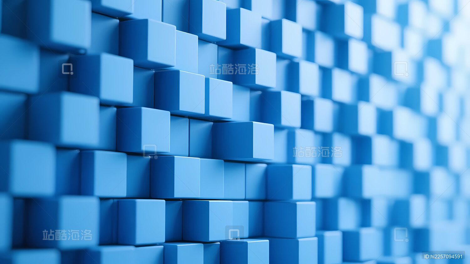模糊蓝色渐变立方体