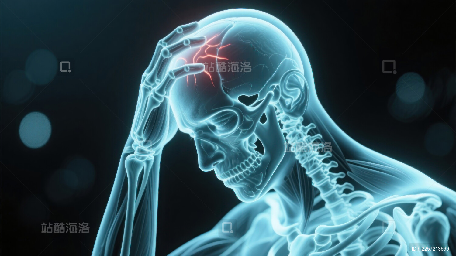 头痛欲裂的无助颅骨疼痛医学影像