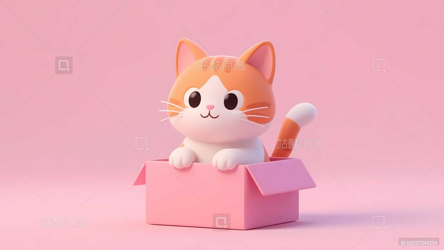 粉盒橙白卡通猫咪