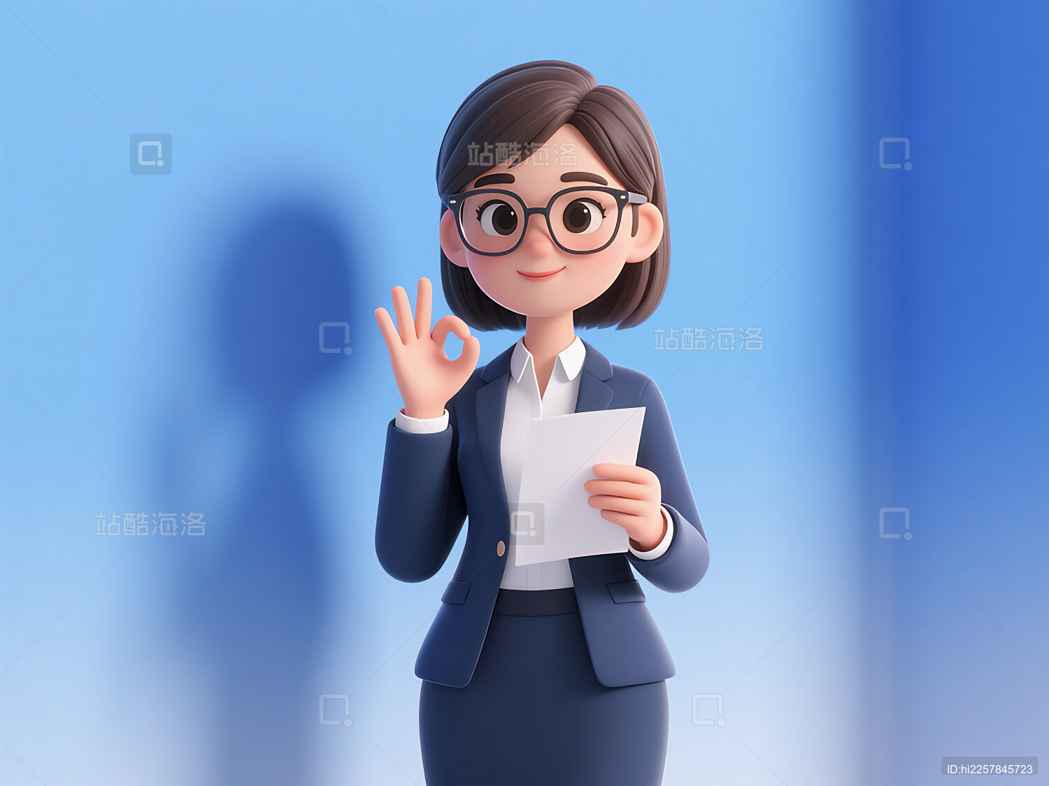 卡通3D人物OK手势