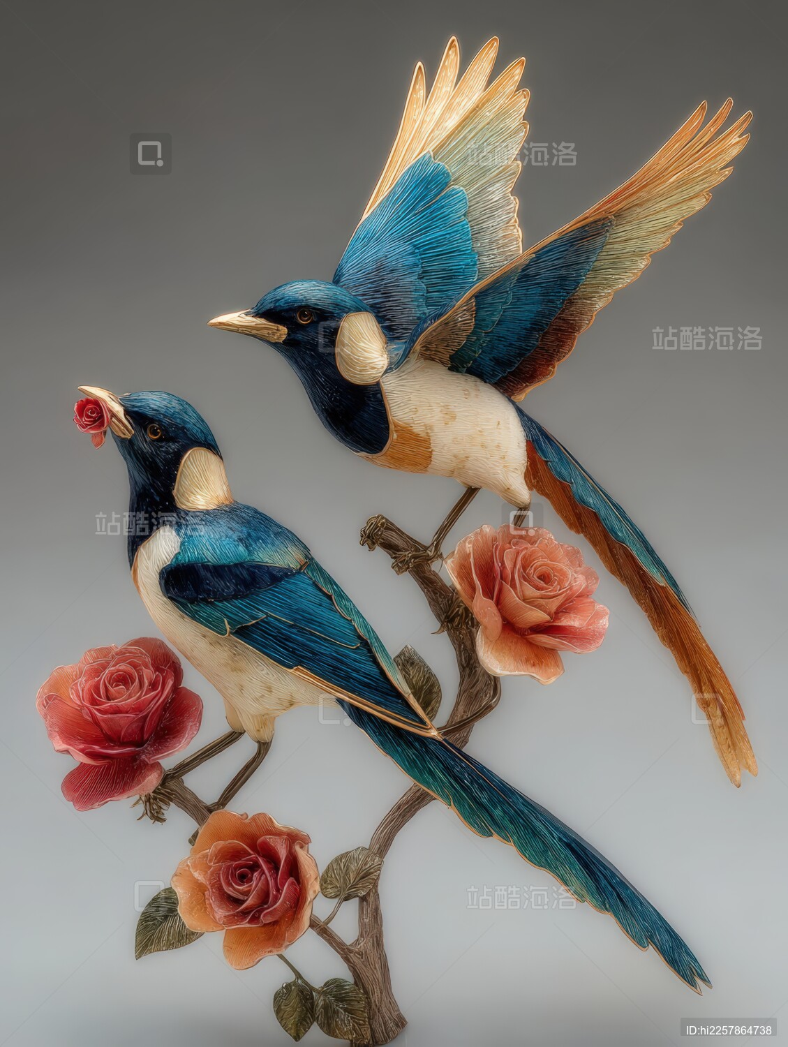 鸟与花的精美工艺品