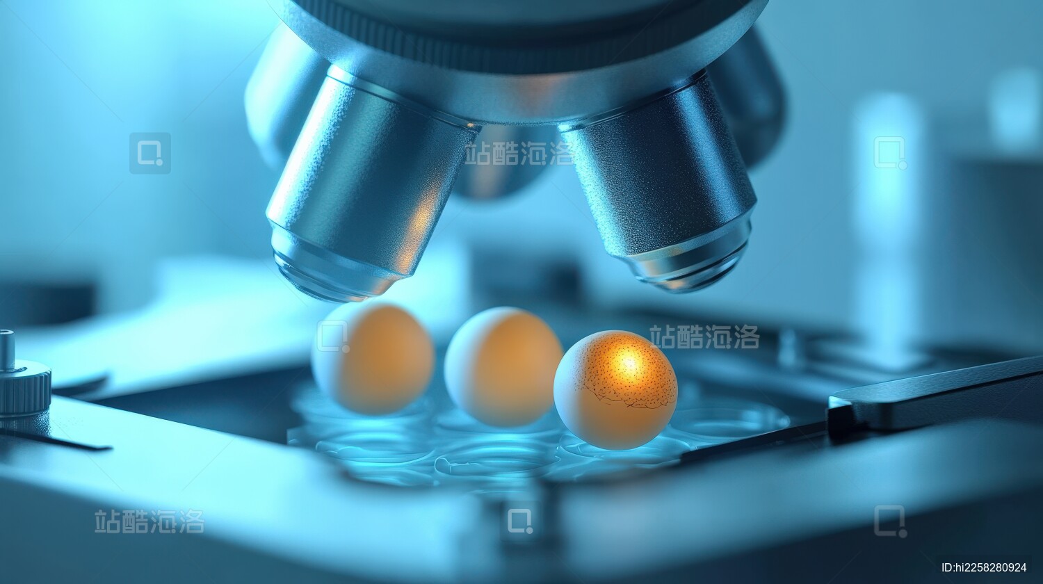 显微镜下的胚胎鸡卵