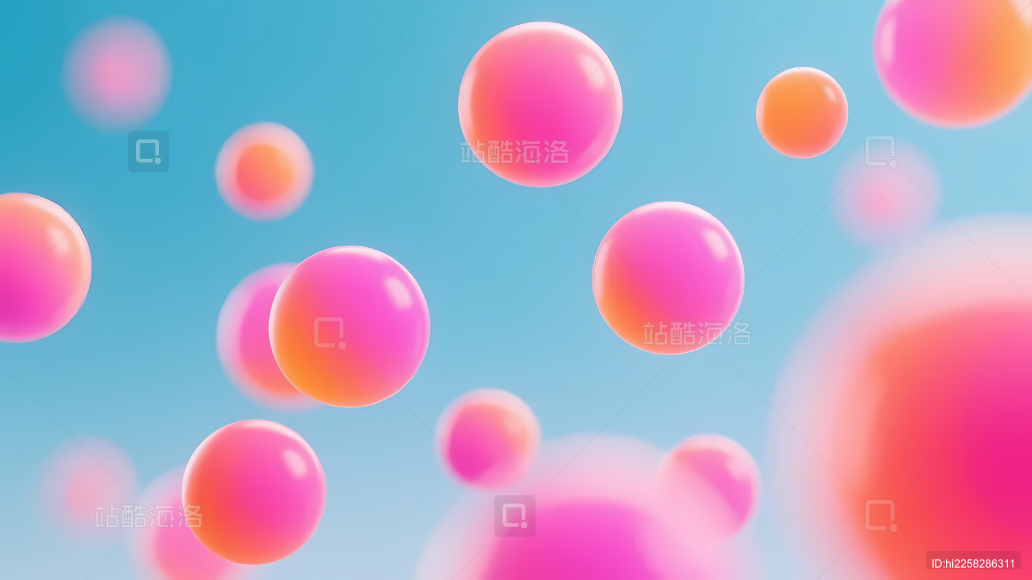 浅蓝背景的彩色球体