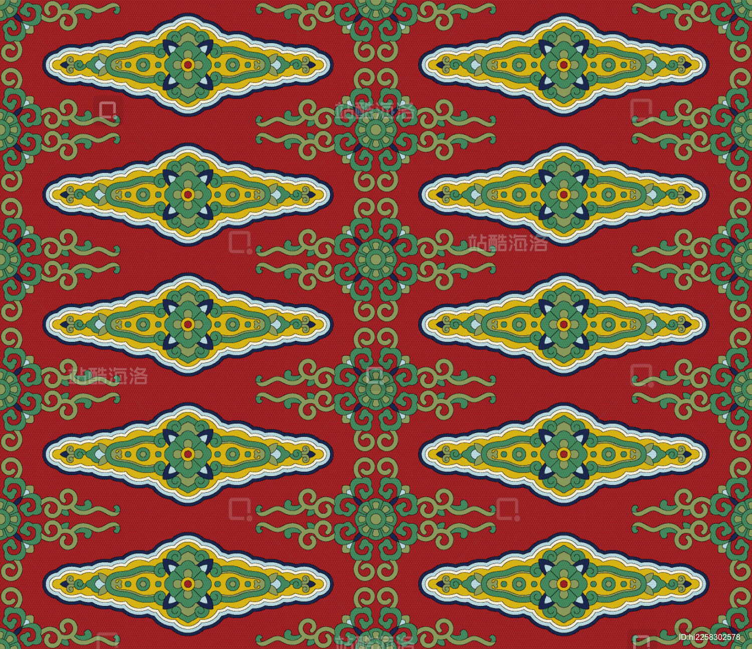 宋代营造法式彩画上的柿蒂卷草纹