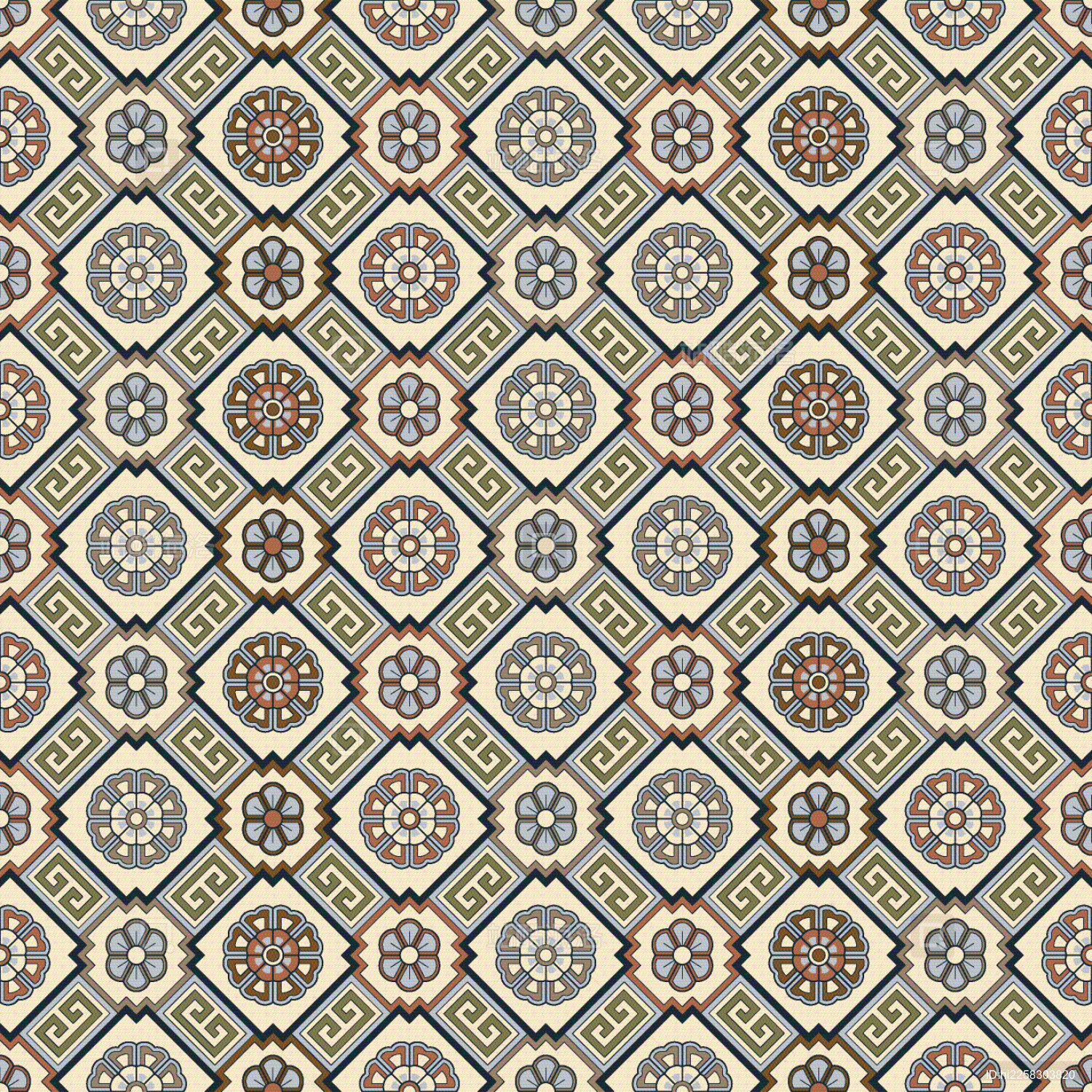 南宋装裱经皮上的菱格花卉纹