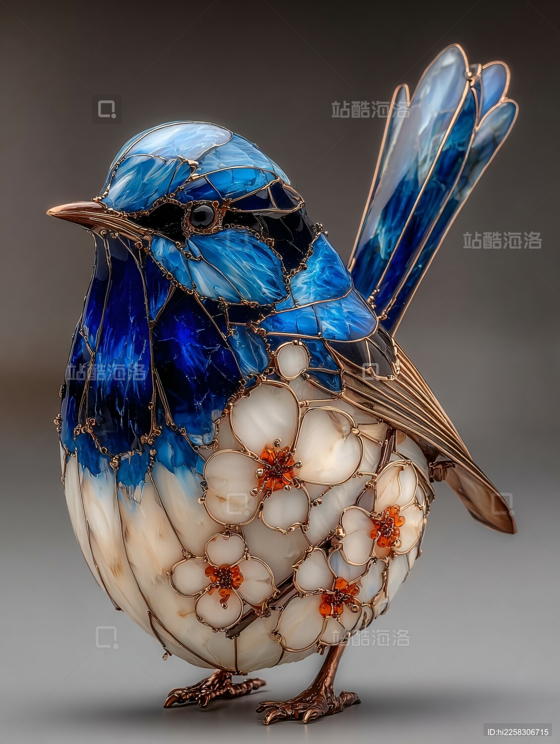 蓝白相间的精美工艺小鸟