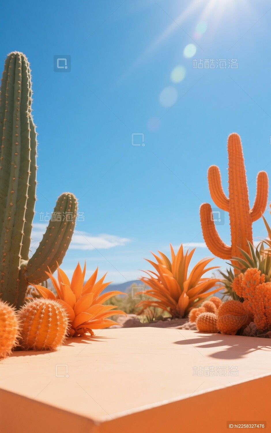 夏日酷暑沙漠产品展台背景