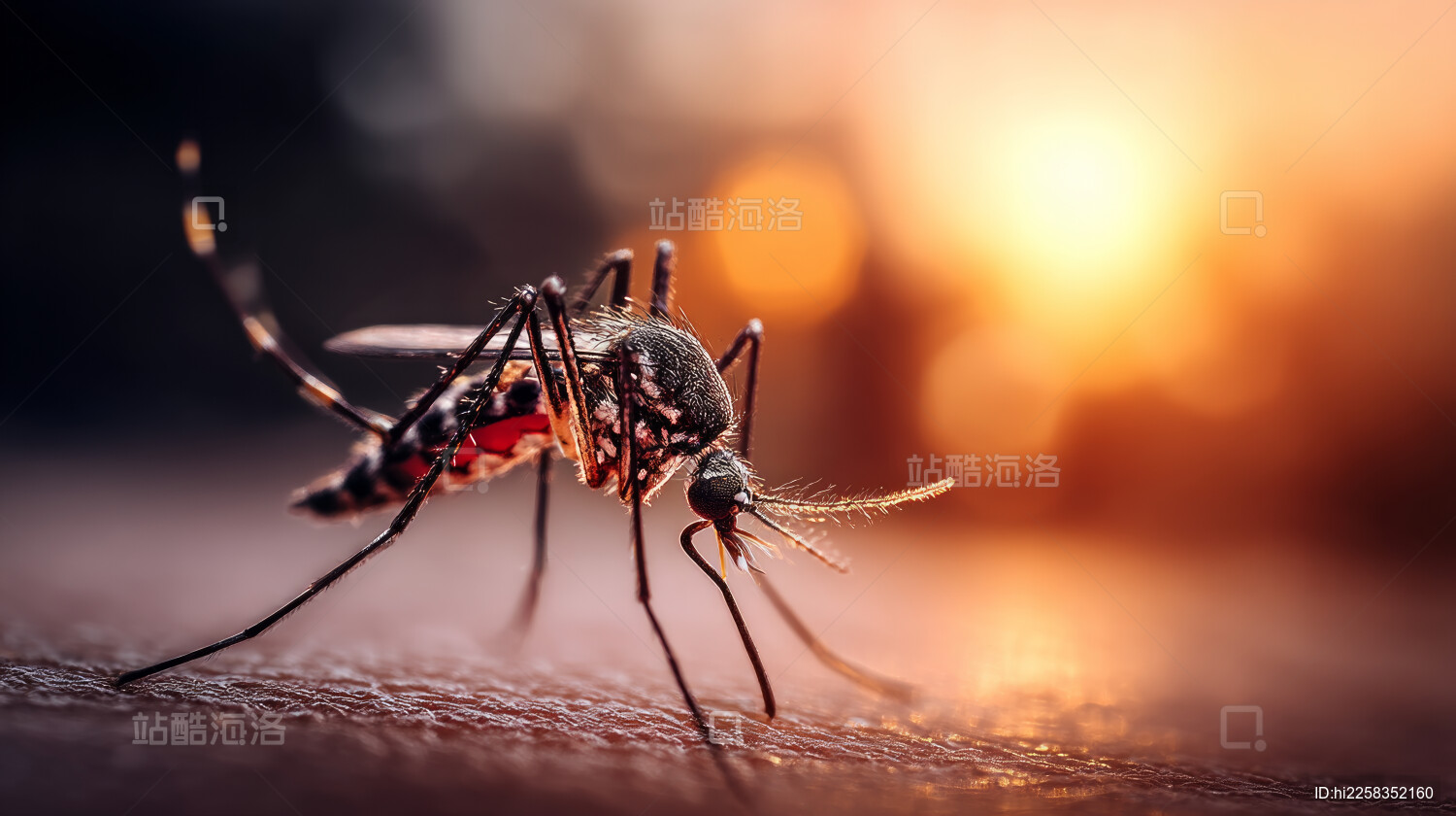 蚊子特写：吸食人类皮肤的瞬间