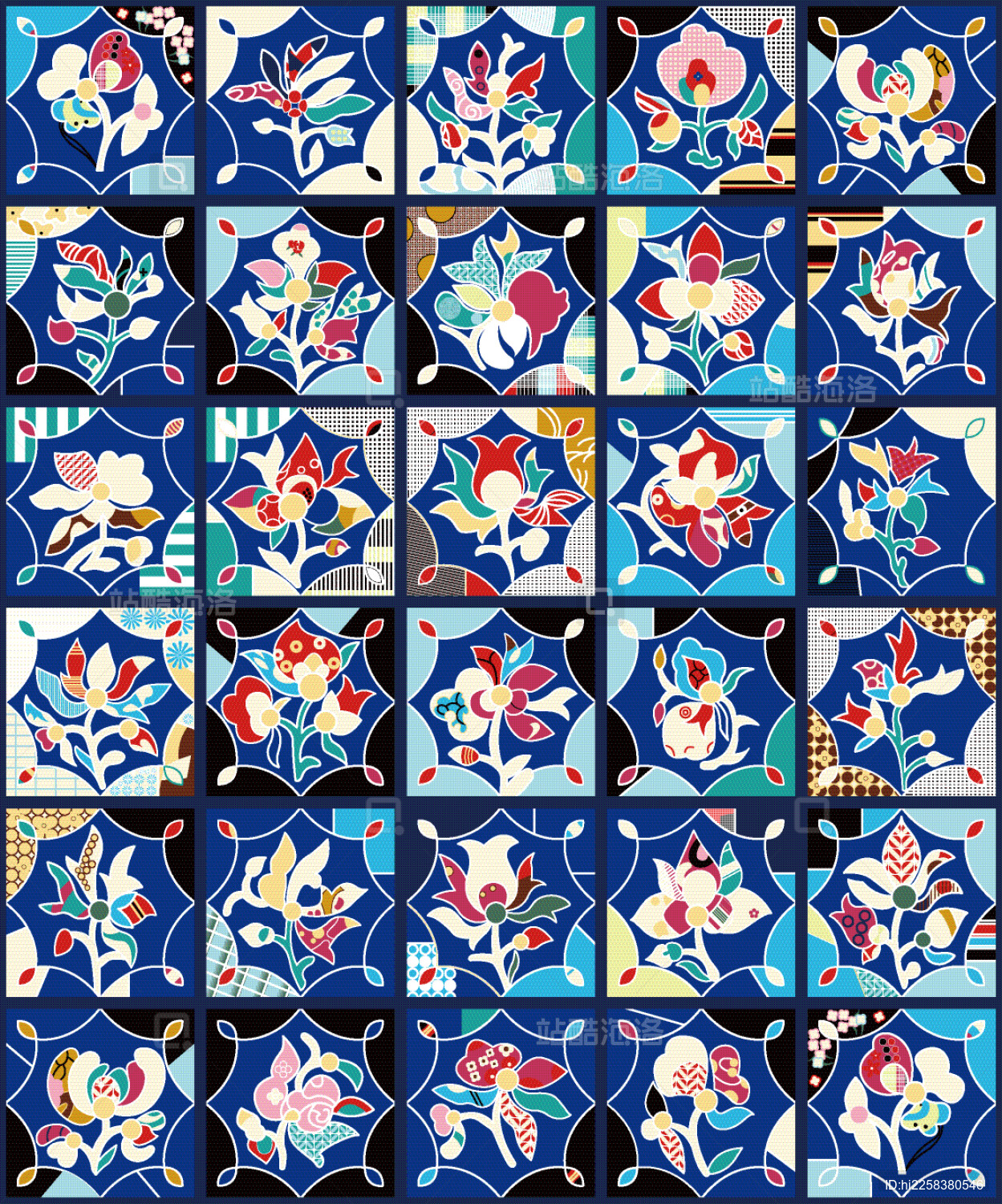 广西壮族贴布绣被面上的花卉纹