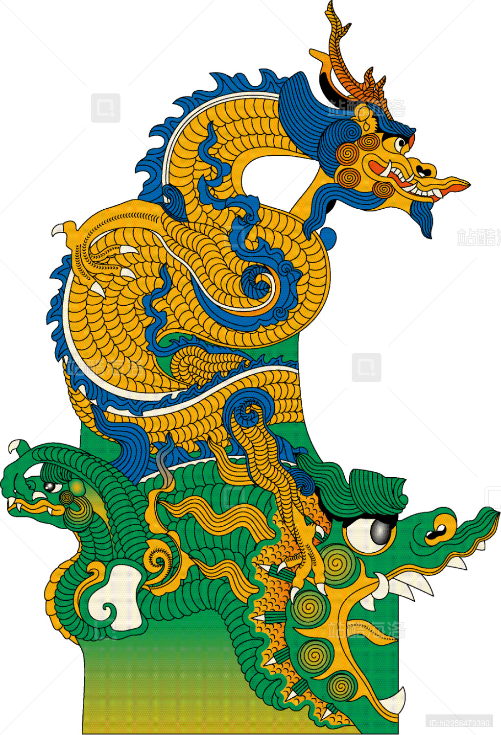 明代山西寺庙屋脊上的盘龙鸱吻琉璃