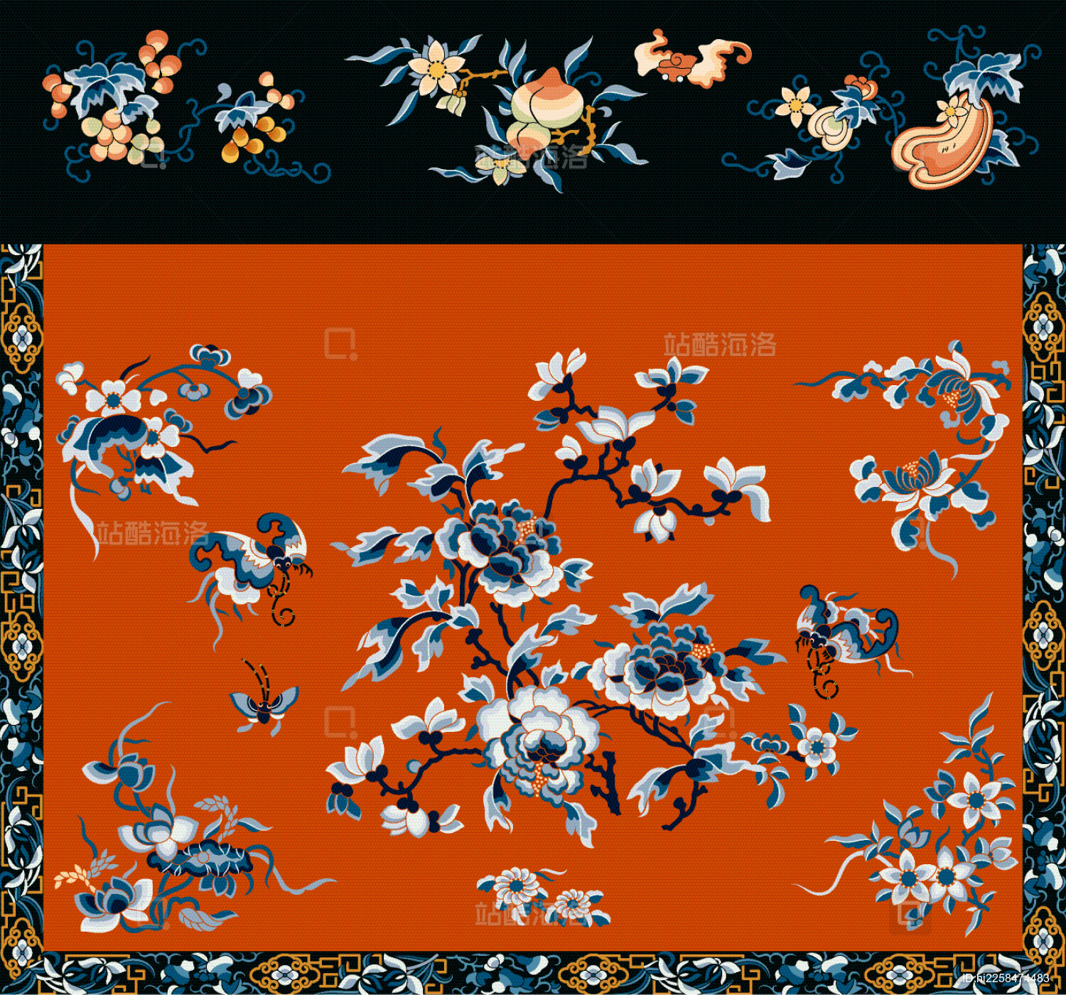 清代山东鲁绣上的花卉纹