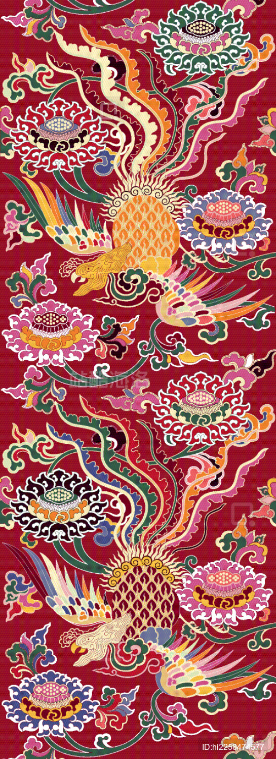 清代南京云锦上的大凤莲纹