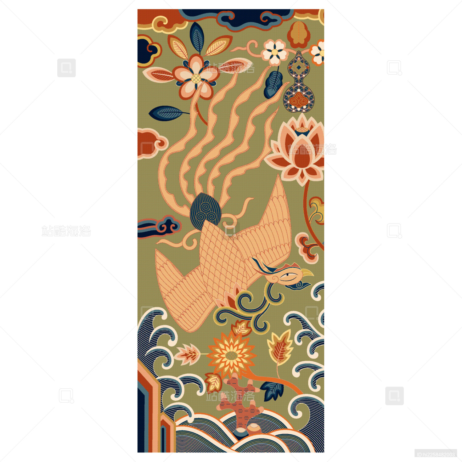 明代北京京绣经皮上的凤凰葫芦纹