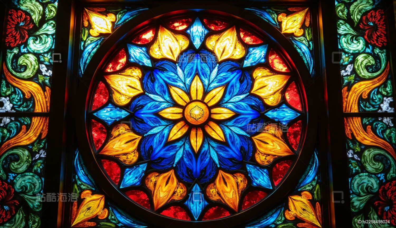 彩色玻璃窗的华丽图案