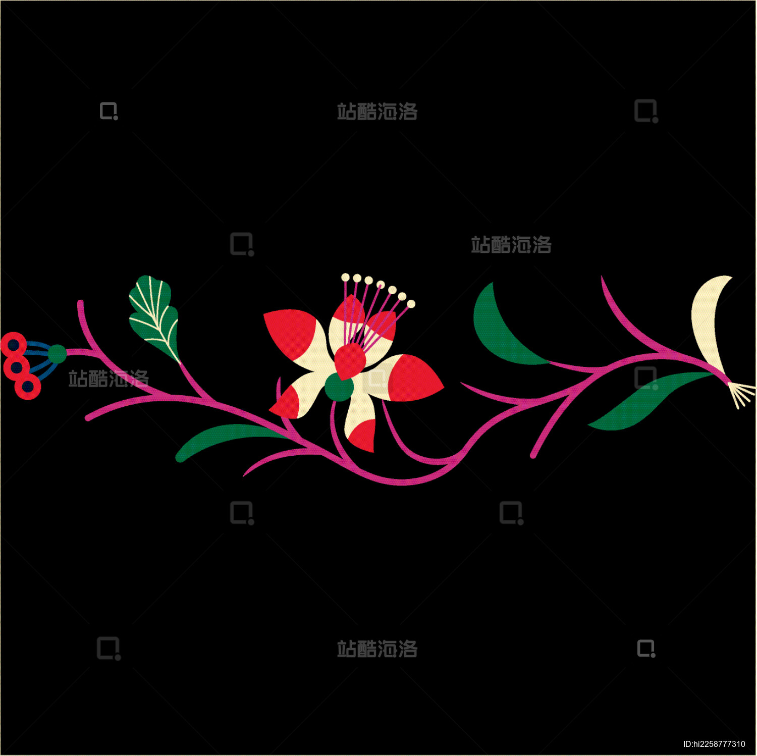 折枝花卉纹纹样