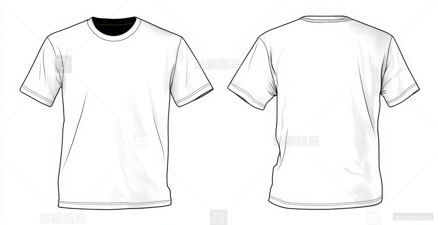 白色简洁t恤设计正背图