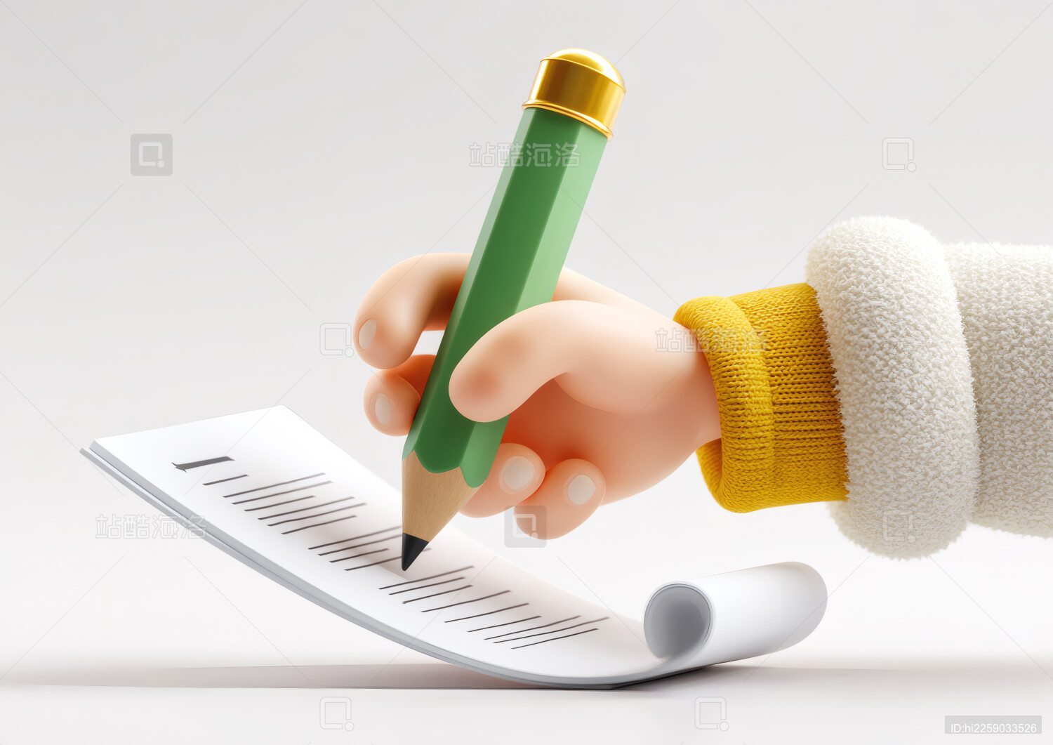 一只卡通手正在写字