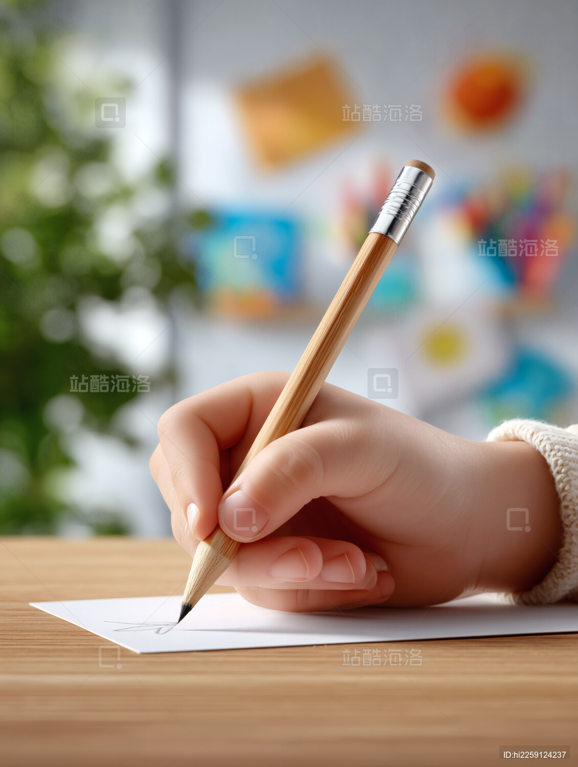 一只手拿着铅笔在练字