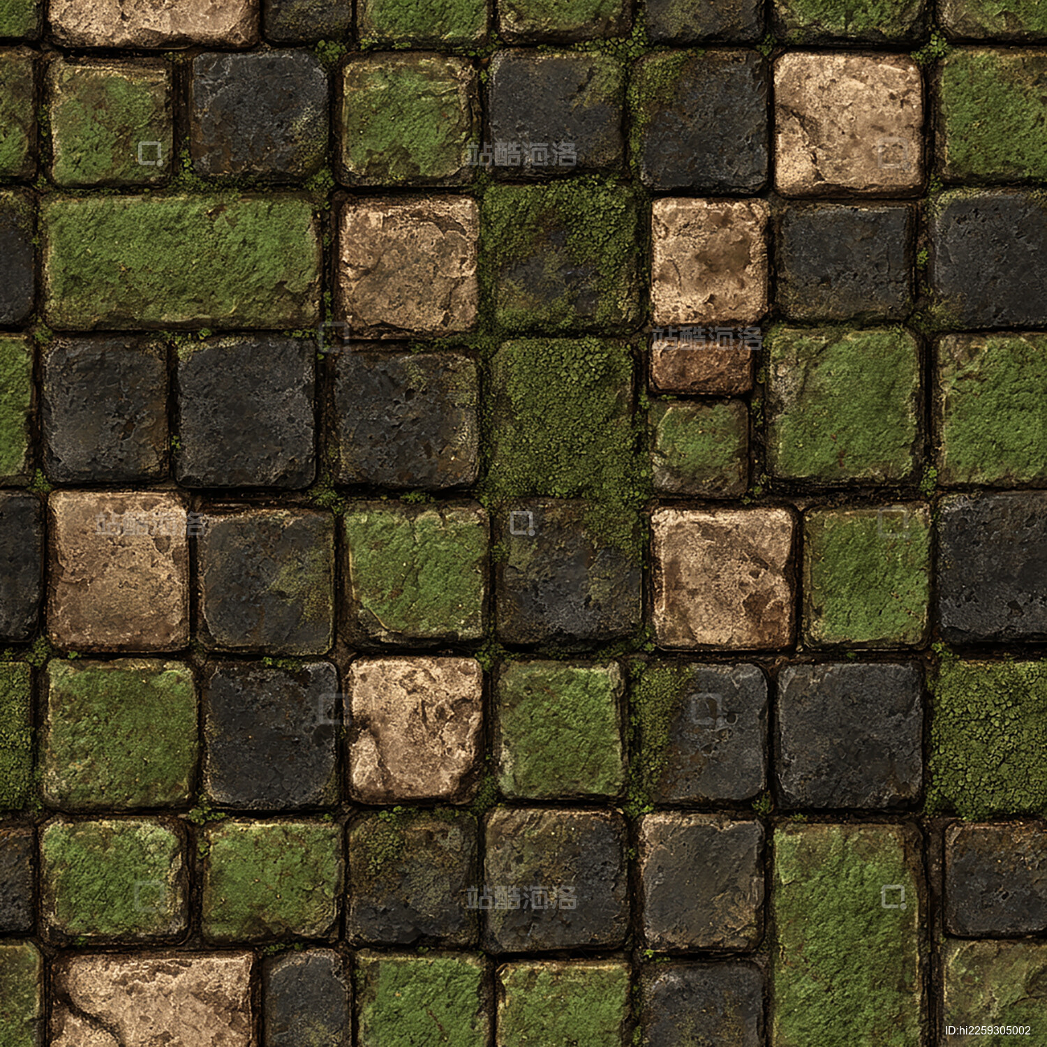 游戏风格鹅卵石地面纹理无缝贴图