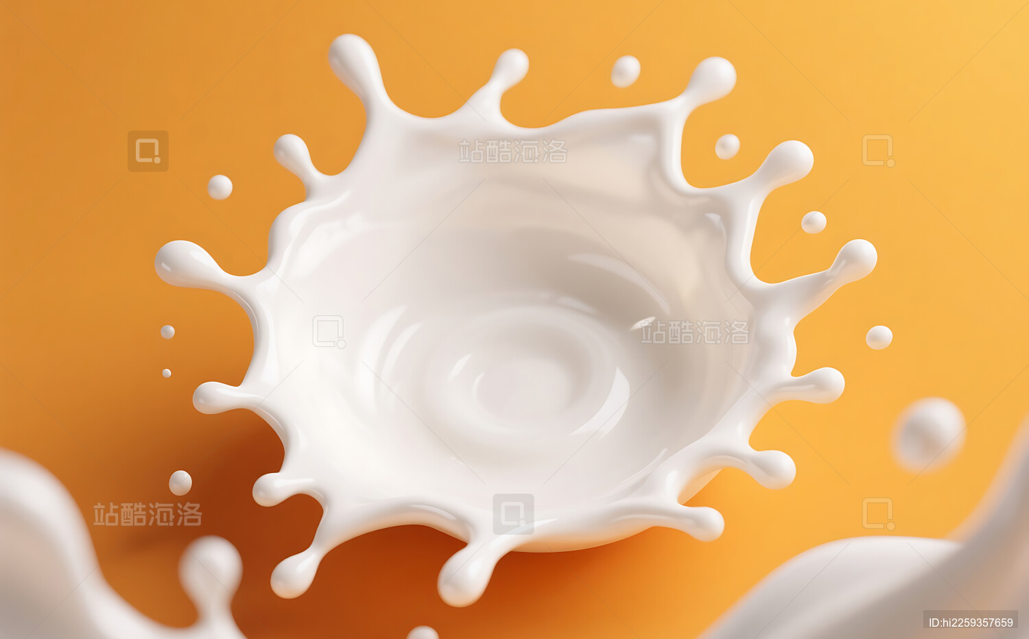 白色牛奶飞溅橙色背景