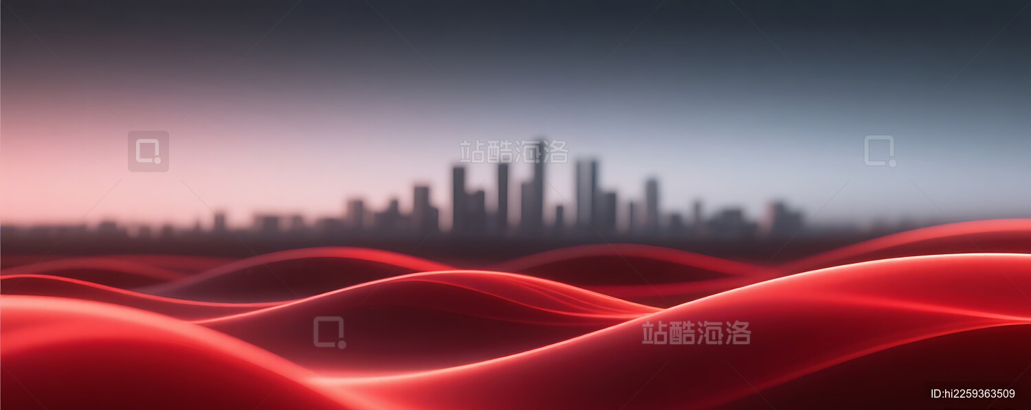 抽象流体流动深邃红色城市建筑背景