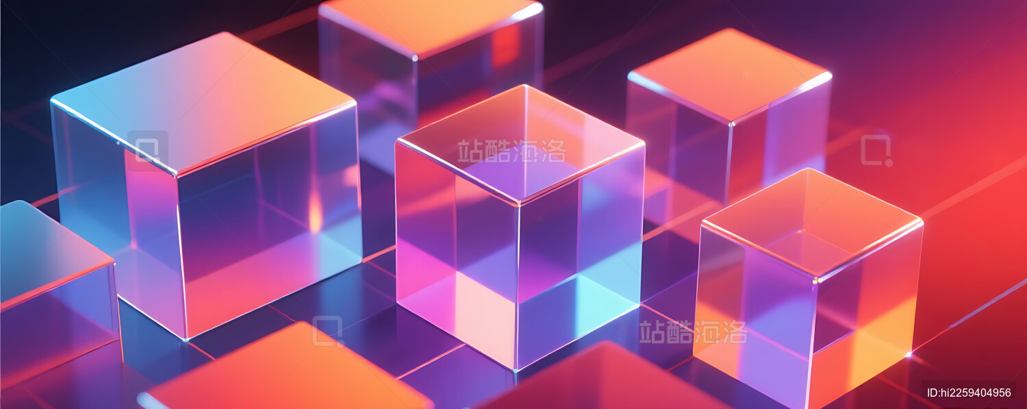 3D炫彩几何透明玻璃背景壁纸