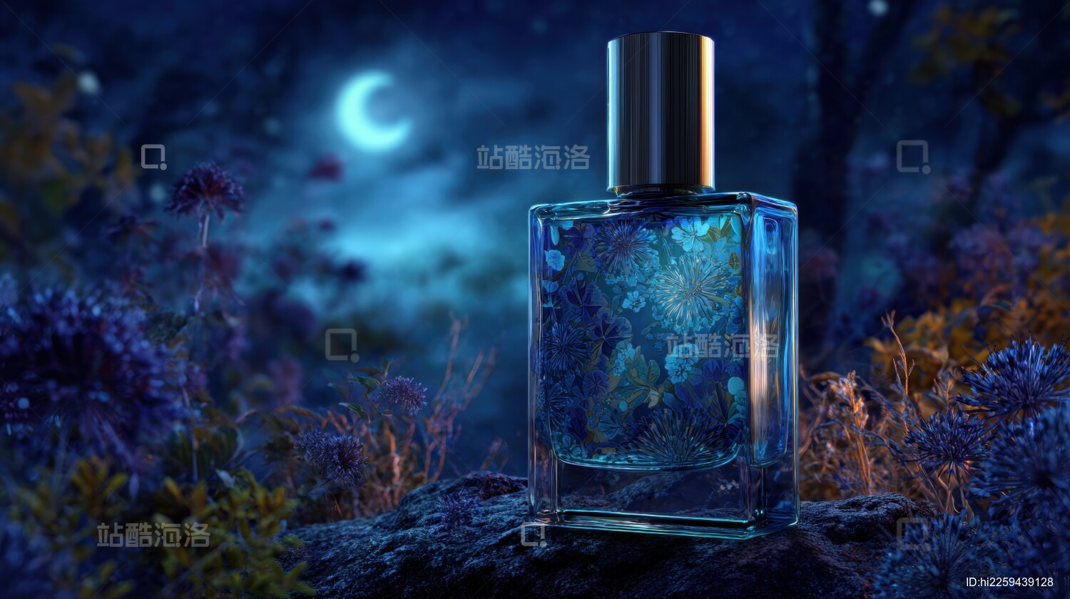 月夜森林中的神秘香水瓶