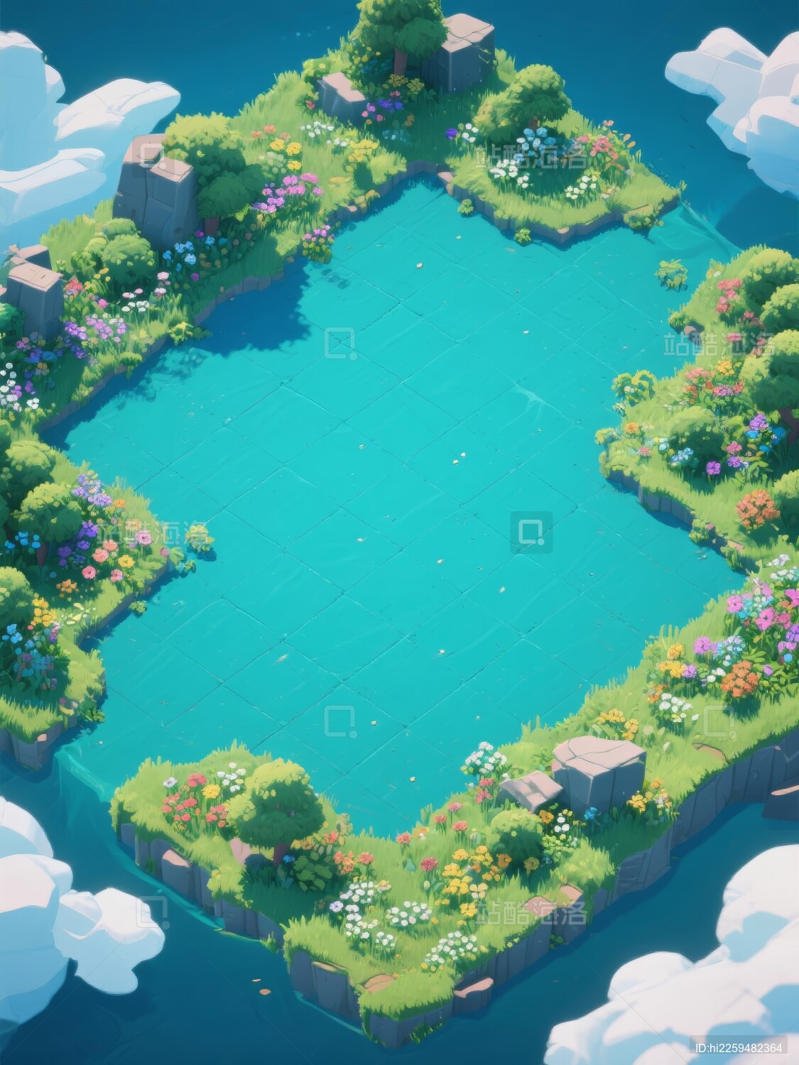 游戏草地卡通化场景