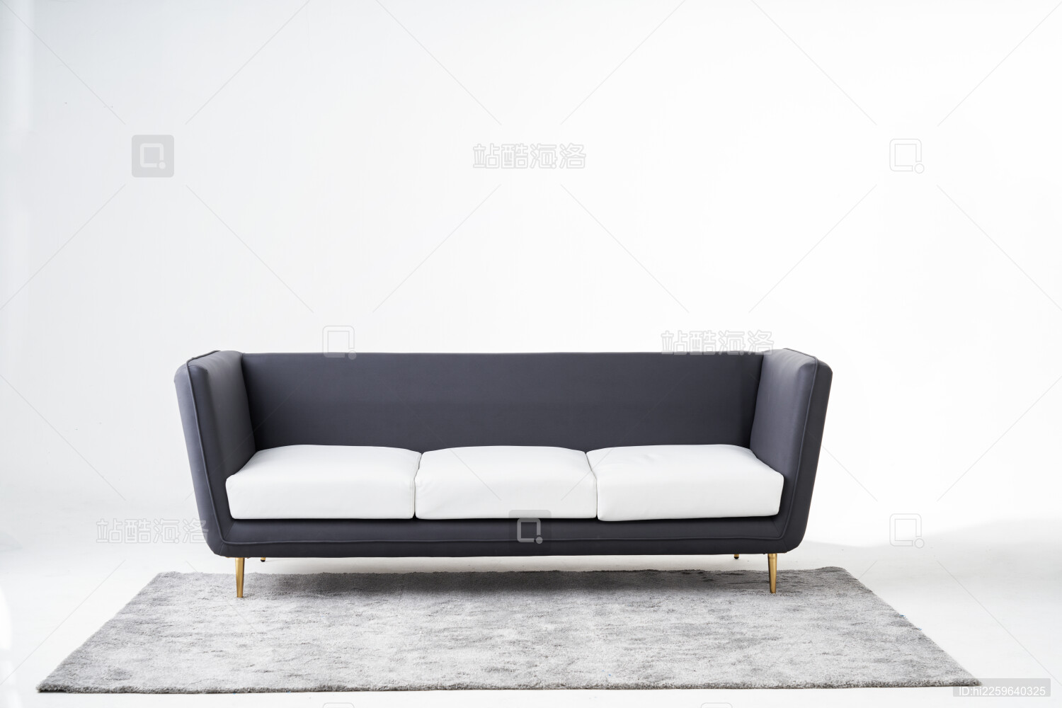 灰色的沙发 白色背景图