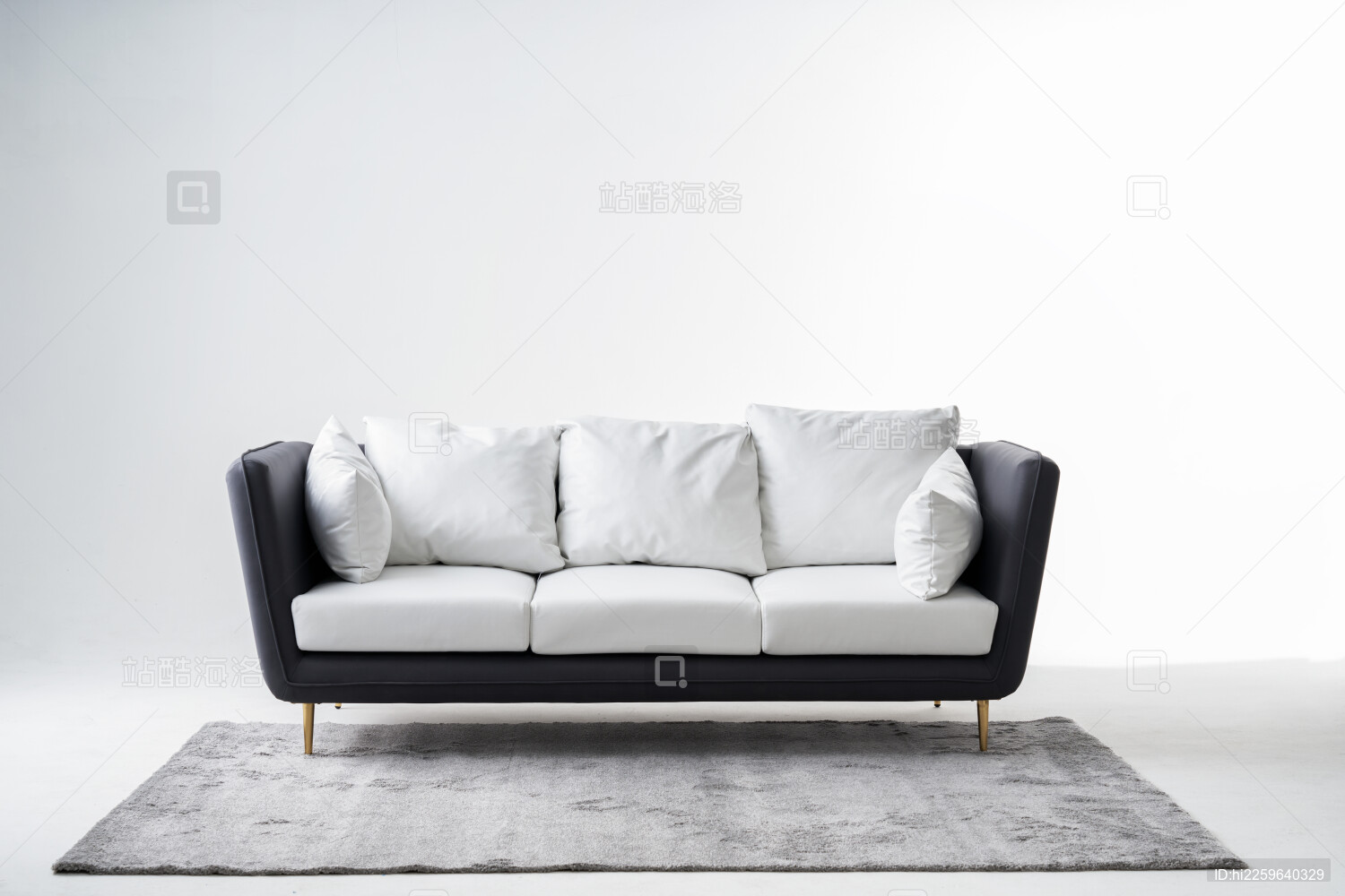 灰色的沙发 白色背景图