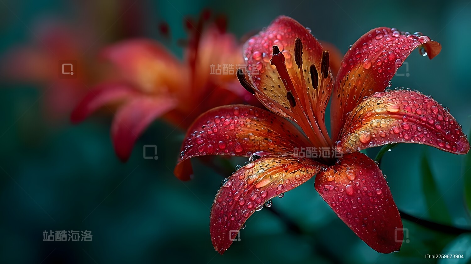 红百合花上的水滴