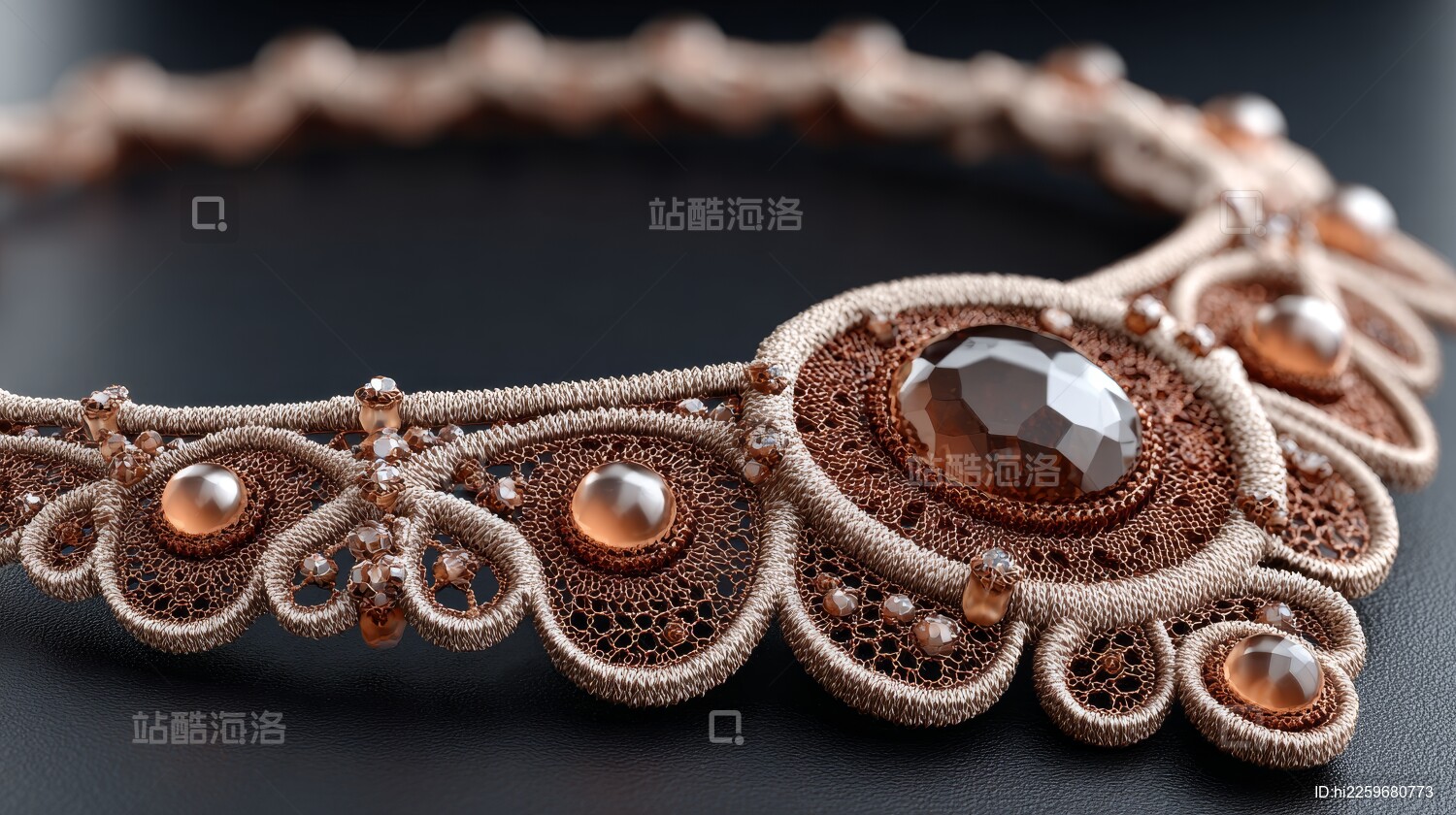 精美蕾丝项链带宝石珍珠装饰