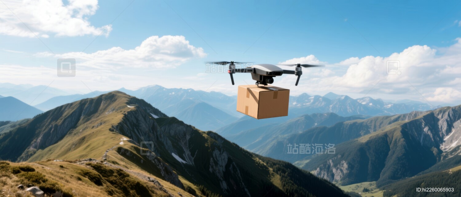 无人机送货科技感户外场景