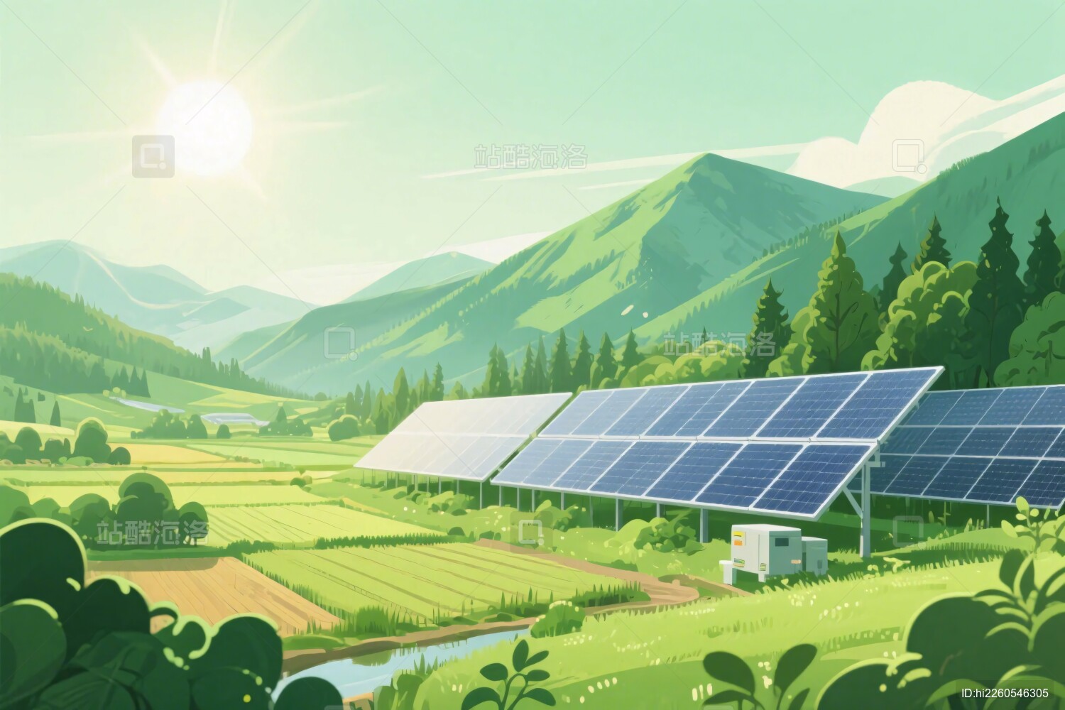 山地太阳能板场景