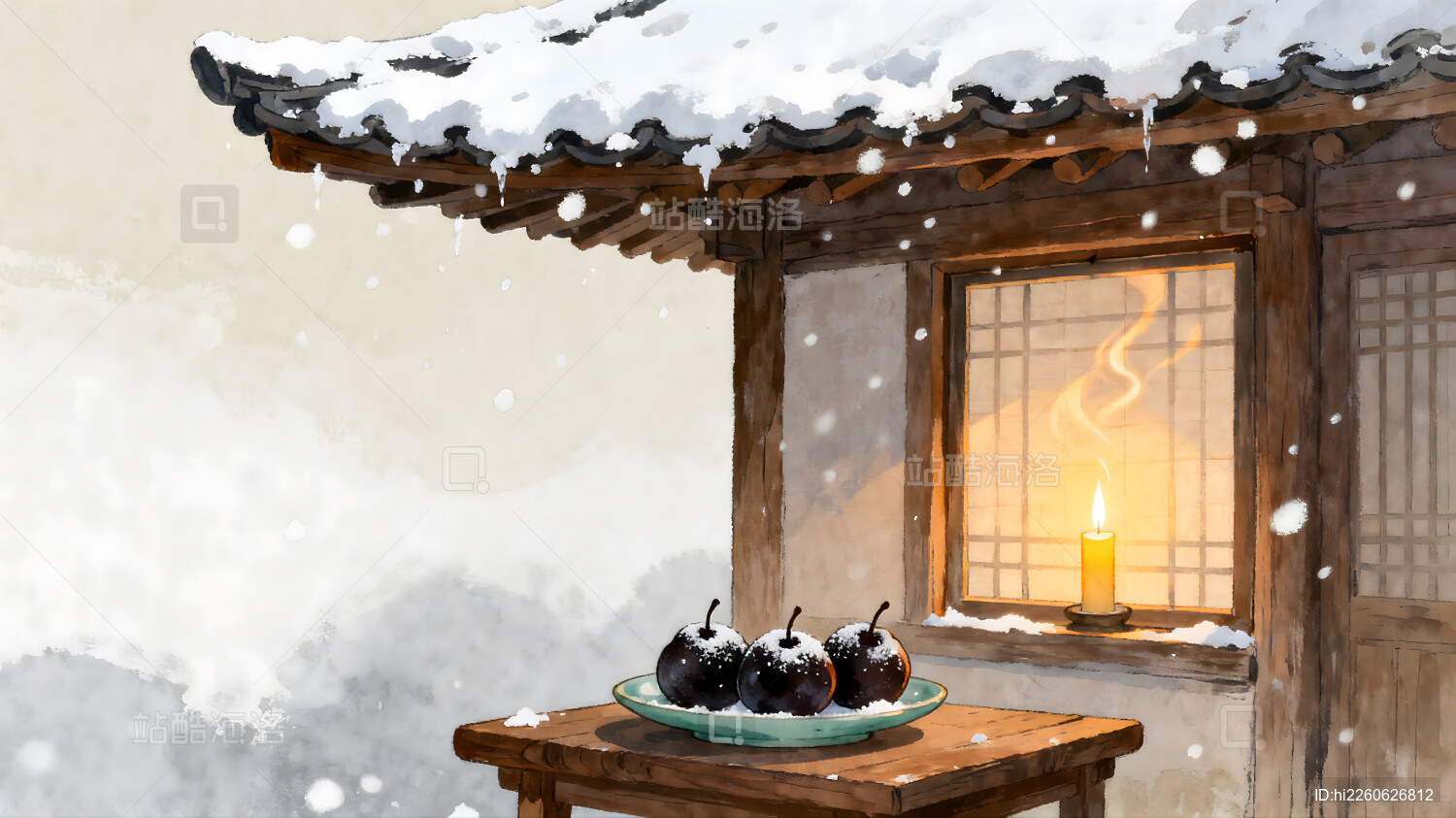 冬至氛围冻梨摆盘