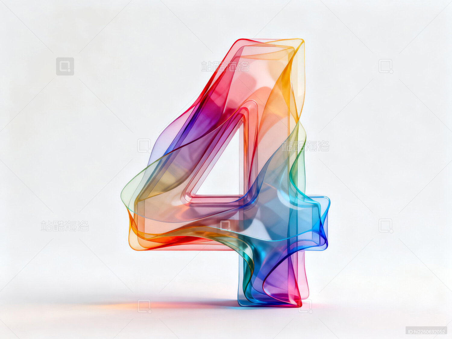 彩色数字四的艺术造型