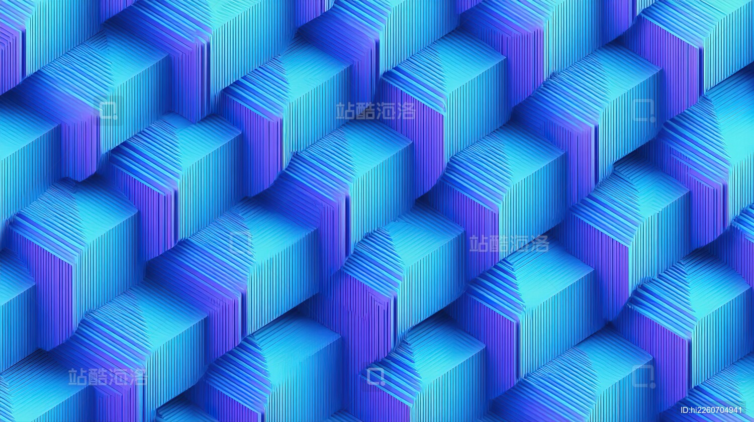 蓝紫色方块构成的抽象几何图案