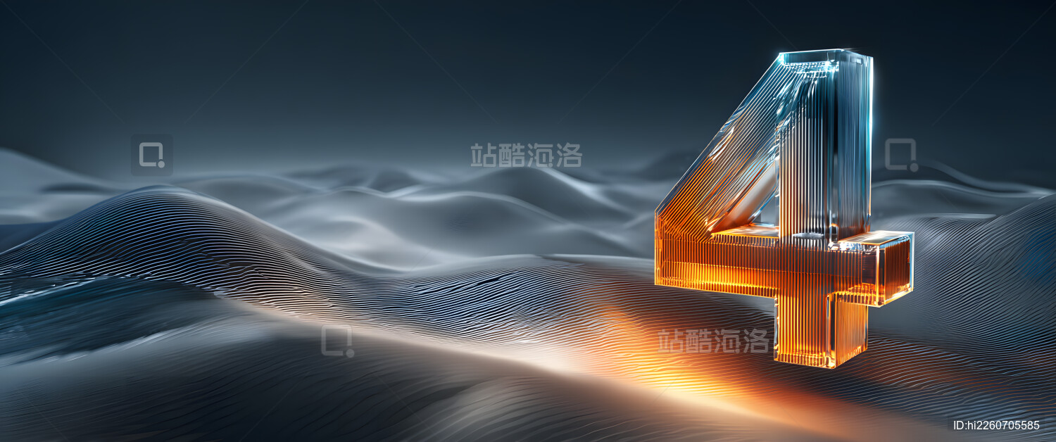 科幻风格的发光数字4