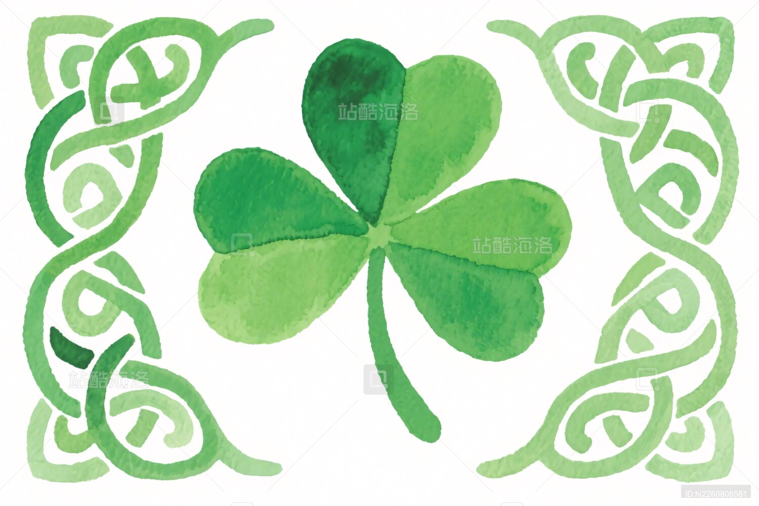 绿色四叶草凯尔特装饰插画