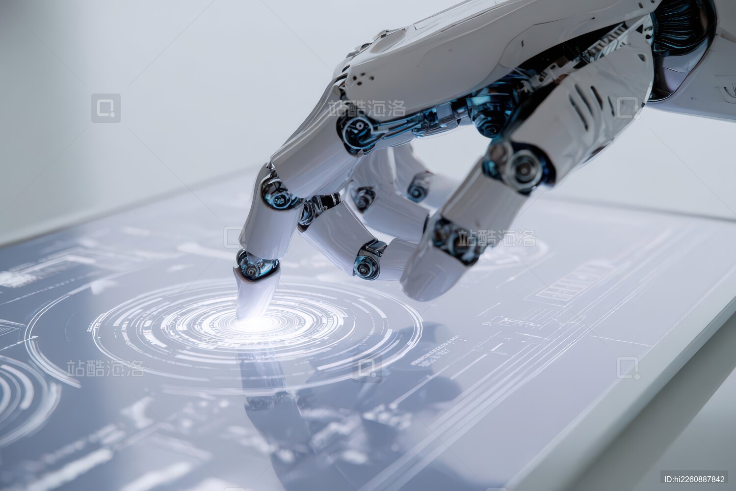 未来科技机械手触碰交互界面