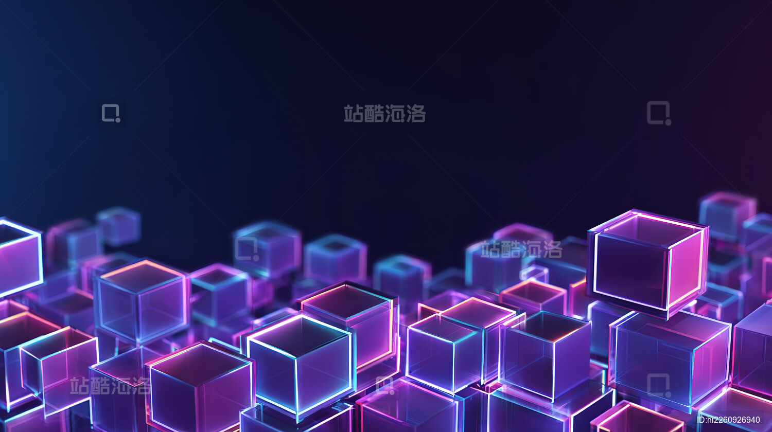 发光立方体构成的科技背景
