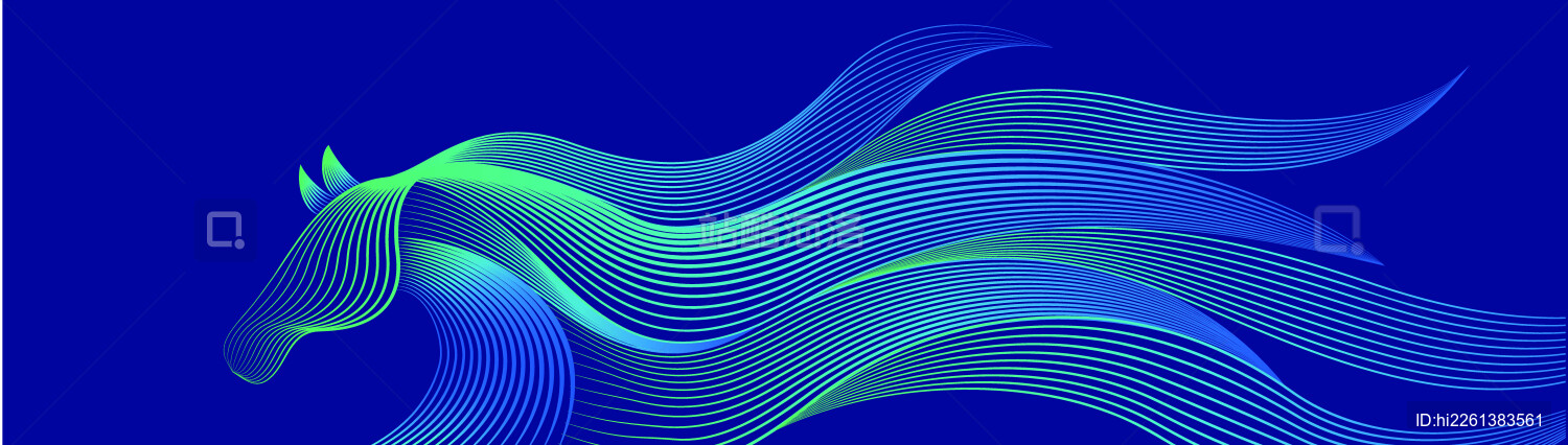 马抽象矢量插图